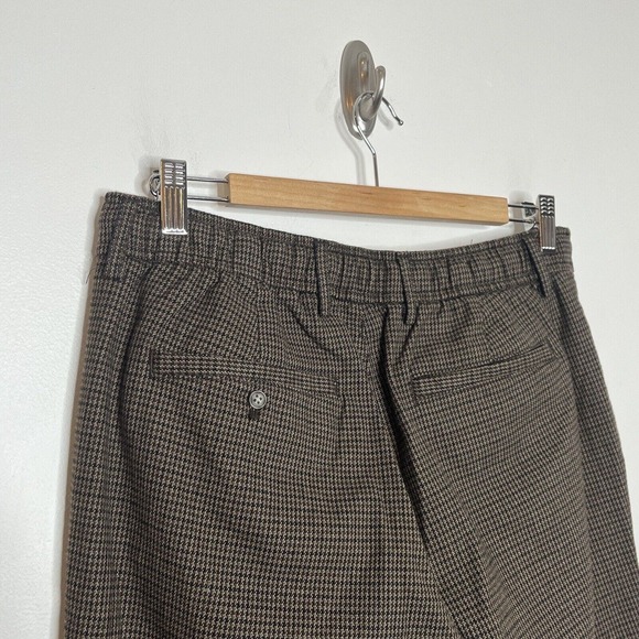 Old Navy Houndstooth Pleated Pull On Taper Pants Brown Women’s Size M Academia - Picture 6 of 8